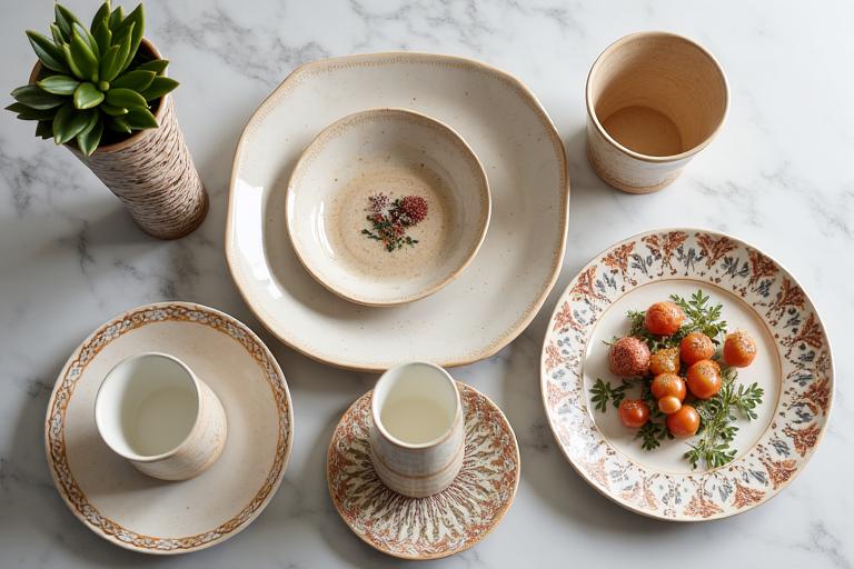 Полный обеденный сервиз с единым орнаментом.